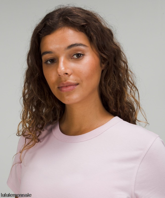 Lululemon Damen DELULU324 | Klassisches T-shirt Aus Baumwollmischung Rosa Pfingstrose